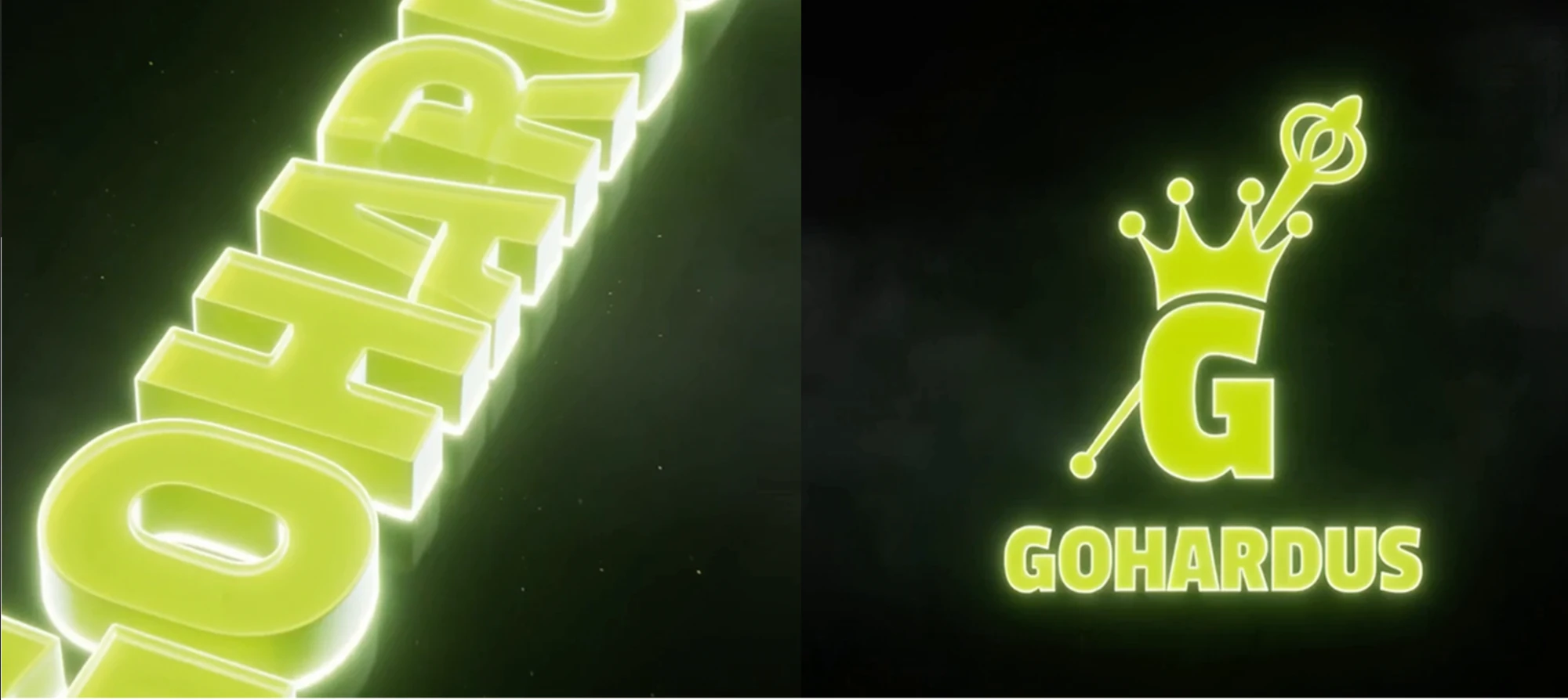 GOHARDUS wordmark and crowned G logo rendered in glowing neon lime