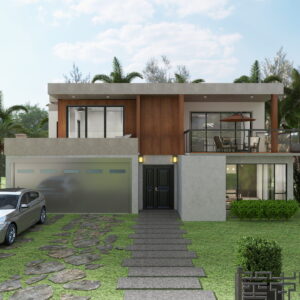 Exterior house plan render, by pearce design