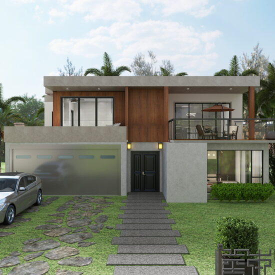 Exterior house plan render, by pearce design