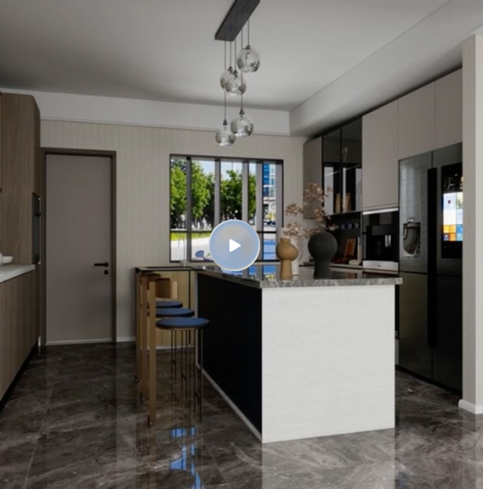 Modern house interior kitchen render by Pearce Design