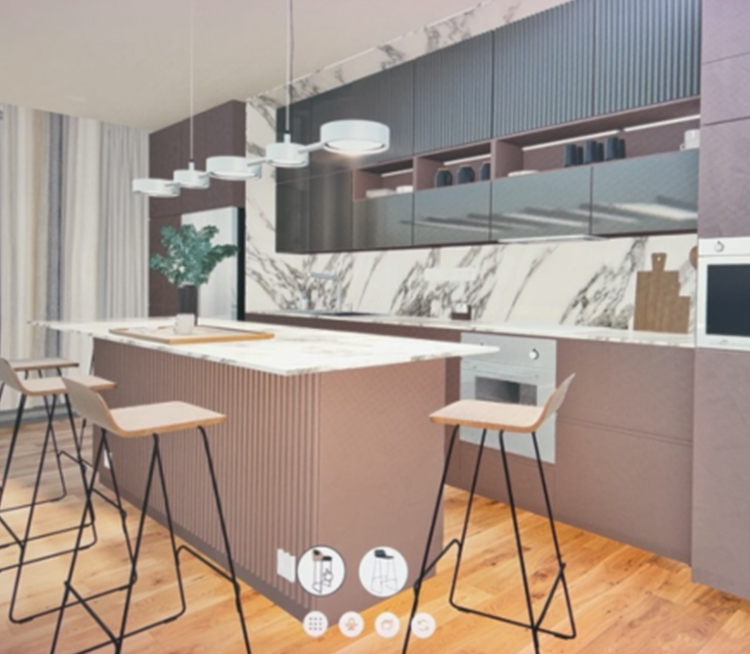 kitchen, interior render by Pearce Design
